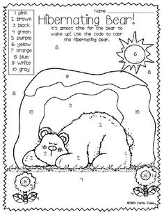 a coloring page with an image of a bear