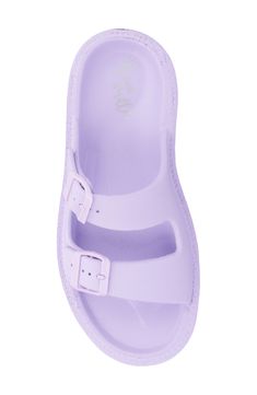 With a cushy insole, this casual slide sandal offers lasting comfort to be a weekend wardrobe favorite. 4 1/2" heel Synthetic upper and lining/rubber sole Imported Casual Closed Toe Eva Slides, Casual Jelly Slide Sandals With Cushioned Footbed, Casual Slide Jelly Sandals With Cushioned Footbed, Casual Jelly Slide Sandals With Removable Insole, Casual Slip-on Synthetic Jelly Sandals, Casual Synthetic Slip-on Jelly Sandals, Casual Jelly Sandals With Buckle Closure, Casual Synthetic Closed Toe Slides, Slip-resistant Slide Sandals For Spring