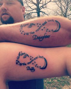 two people with matching tattoos on their arms