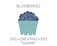 blueberries in a bowl with the words svg dxf - png eps