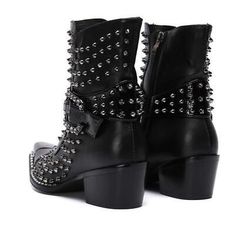 Men Punk Leather Cowboy Ankle Boots Rubber Metal Pointed Toe Buckle Rivets Shoes | eBay Punk Style Riveted Ankle-high Moto Boots, Punk Ankle-high Moto Boots With Rivets, Punk Style Moto Boots With Rivets, Punk Moto Boots With Studs For Fall, Punk Moto Boots With Studs For Concerts, Rock Style Boots With Rivets For Fall, Punk Style Studded Moto Boots For Concerts, Fall Punk Moto Boots With Spikes, Edgy Moto Boots With Rivets For Party