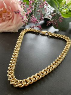 Big golden necklace: Beautiful and elegant round chain, handmade of 925 silver, thick 18k gold plating, 17.5 inches long with clasp Surface: everlasting 18k gold plating. Together with this necklace you will receive a silver jewellery cleaning towel for free :) The necklace will also be delivered in our nice gift box so that you can happily gift it to yourself or somebody else. Please note: in case of a return the buyer bears the costs for the return shipment. We will have to charge a fee of EUR Elegant Gold Cuban Link Necklace With Cable Chain, Gold Cuban Link Necklace With Cable Chain, Gold Cuban Link Necklace With Cable Chain As Gift, 14k Gold Chunky Chain Necklace Gift, 14k Gold Chunky Chain Necklace For Gifts, Elegant Cuban Link Necklace With Chunky Chain, Elegant Cuban Link Necklace With Chunky Chain For Gift, 14k Yellow Gold Chunky Chain Necklaces, Classic Gold-plated Necklace With Chunky Chain