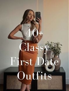 #TrendyFashion #DateNightOutfit #TrendyDateNightDress #DressForDate #fashion #fashionista #outfits #outfitoftheday #outfitstyle #outfitideasforwomen #outfitidea #outfits4you #midiskirtoutfits #mididenimskirtoutfit #winter #winteriscoming #winterwidow #TrendyOutfits #1 #Viral #Tiktok #ForYou Adventure Date Outfits, Fall Outfits 2024 Night Out, Cute Fall Dinner Date Outfits, Perfect Wife Look, Casual Chic Brunch Outfit, Effortless Dinner Outfit, Casual Classy Dinner Outfit, 30s Date Night Outfit, Minimalist Date Outfit