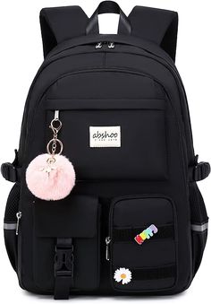 Bags For School Black, Cute Black Bags For School, Girly Backpacks For School, Backpack For Laptop, Backpack Amazon, Bagpack For College Girl, School Bags For Girls Student, Travel Backpacks For Women, College Bags For Girls Student