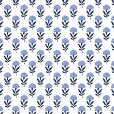 a blue flower pattern on a white background