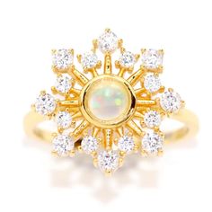 Ella Opal Burst Ring - Rings - 3 Diana Ring, Ornate Ring, Ring Jewellery Design, Magical Jewelry, Synthetic Opal, Girl Jewelry, Sell Gold, Pink Stone, Cz Stone