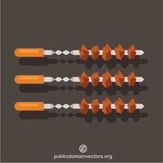 four matches are lined up in the shape of an orange and white matchsticks