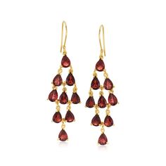 16.00 ct. t.w. Garnet Chandelier Earrings in 18kt Gold Over Sterling | Ross-Simons Make Jewelry For Beginners, What Jewelry To Wear, Jewelry For Beginners, Garnet Wedding, Emerald Earrings Drop, Wedding Rings Gold, Jewelry Presentation, Opal Drop Earrings, The Shallows