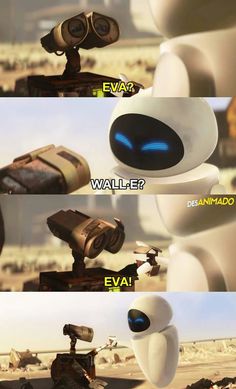 an animated movie scene with the caption that says, what do you think about wall - e?