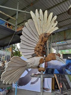 a sculpture of an eagle is on display