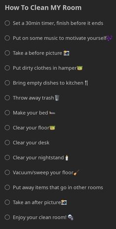 a black background with text that says how to clean my room