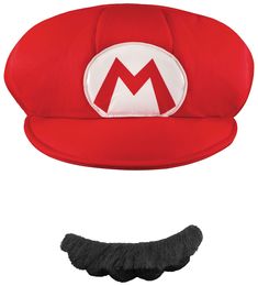 Mario Hat & Mustache - Super Mario Brothers Mario Brothers Costumes, Mustache Costume, Mario Bros Costume, Super Mario Hat, Super Mario Costumes, Mario Hat, Mario Costume, Fake Mustaches, Super Mario Brothers