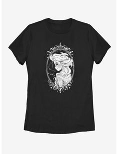 a black t - shirt with an image of a woman's face