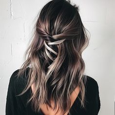 Silver Ribbons in Dark Cinnamon Hair Brown And Copper Highlights, Copper Highlights On Black Hair, Brown Hair Cuts, Deep Brown Hair, Copper Hair Dark, Rich Brown Hair, Mahogany Hair, Warm Brown Hair, Maroon Hair