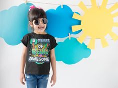 5 Years Of Being Awesome 5-Year-Old Birthday Artist-Painter Party T-Shirt Gift. Happy 5th Birthday party shirt. 5th B'day artist shirt. Arts and crafts-theme tee for your son or daughter turning five. Celebration 5-year-old birthday shirt.
5th birthday t-shirt gift. Birthday painter paintbrush, paint splash and palette design tee. Amazing artist shirt for your 5-year-old son or daughter. Celebrate turning age five with this shirt. Artist or Painter-themed 5th birthday party gifts. 5th Birthday Party, Birthday Party Gift