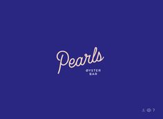 the words pearls are written in gold on a blue background with pink and white lettering