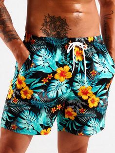 Make a splash this summer in our Tropical Print Swim Trunks With Pocket. Featuring a captivating tropical pattern, these swim trunks offer a fresh and stylish look for your beach adventures. The drawstring and pocket details add functionality, allowing you to adjust the fit and keep your essentials secure. Features: Pattern Type: Tropical, All Over Print Details: Drawstring, Pocket Type: Bottoms Bottom Type: Shorts Fabric: Non-Stretch Composition: 100% Polyester Size Chart(Inch): Size Bottoms Le Beach Party Shorts With Drawstring, Beach Party Drawstring Shorts, Summer Swim Trunks With Drawstring, Multicolor Casual Swim Trunks For Beach Season, Casual Swim Trunks For Summer Beach Party, Multicolor Summer Swim Trunks For Vacation, Summer Vacation Swim Trunks With Drawstring, Tropical Beach Bottoms With Pockets, Casual Swim Trunks For Beach Party In Summer