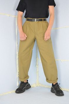 Vintage brown classic straight cotton suit trousers {366} PRODUCT INFO: Material - 100% COTTON / Size tag on item - 38 / WAIST - 96 CM / FULL LENGTH - 109 CM / 43 INCH / INSEAM - 82 CM / 32 INCH / Our model is 179 cm and normally wears a size 29/30 INFO: Due to item's vintage condition, the original tag might not show the true size. If you have any questions about this product or shipping just drop us a message and we will get back to you as soon as possible. CONDITION: Please note that Hanger V Khaki Straight Leg Chinos For Workwear, Brown Full-length Chinos For Workwear, Brown Full Length Chinos For Work, Khaki Chinos Trousers For Work, Khaki High-waisted Chinos For Work, Brown Cotton Work Pants, High-waisted Khaki Chinos For Work, Khaki Cotton Chinos For Work, Khaki Cotton Work Pants