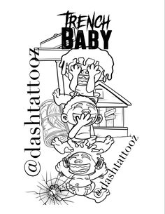 a black and white drawing of a baby with the words, french baby on it