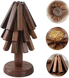 the wooden sculpture is shaped like a christmas tree