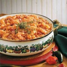 a large casserole dish is sitting on a table