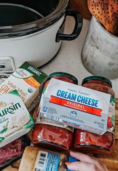 the ingredients to make an easy crock pot meal