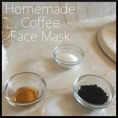 homemade coffee face mask with ingredients in bowls