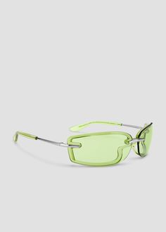 A sleek rectangular silhouette with lenses overlayed on the wrapped frames. Frames are made with combination of durable, lightweight plastic that outlines the silhouette and striking metal details on the nose bridge and temples. Comfortable acetate eartips provide a secure fit. Metal frames with green lenses. Bonnie Clyde, Green Lenses, Metal Frames, The Nose, Nose Bridge, Metal Frame, Sale Items, Lenses, Bridge