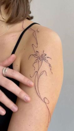 Water Tattoo Shoulder, Water Lily Tattoos For Women, Ink Flow Tattoo, Shoulder And Neck Tattoo, Lily Tattoo Shoulder, Water Lilies Tattoo, Shoulder Neck Tattoos, Lily Shoulder Tattoo, Arm Neck Tattoo