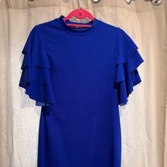 Shein Royal Blue Ruffle Sleeve Mini Dress. Has Loads Of Stretch But Is Fitted. Very Flattering. Gorgeous Royal Blue Color. Never Worn. Like Now. Smoke Free Pet Free Home Blue Short Sleeve Mini Dress With Ruffle Hem, Blue Mini Dress With Ruffle Hem And Short Sleeves, Blue Mini Dress With Ruffle Hem For Night Out, Stretch Mini Dress With Ruffles And Short Sleeves, Blue Short Sleeve Mini Dress With Ruffles, Blue Ruffle Sleeve Dress For Party, Blue Fitted Mini Dress With Flutter Sleeves, Chic Blue Mini Dress With Flutter Sleeves, Blue Ruffle Sleeve Party Dress