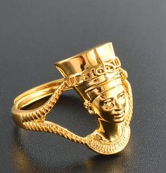 Starting Dec 17th All orders will be shipped priority mail, even if you choose first class mail. Adjustable  gold  Queen Nefertiti Ring Egyptian Jewelry Modern, Glittery Jewelry, Egypt Jewelry, Queen Nefertiti, Egyptian Queen, Womens Rings Fashion, Egyptian Jewelry, Coin Ring, Lovely Ring