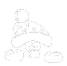 a drawing of a hat and two doughnuts on a white background with stars