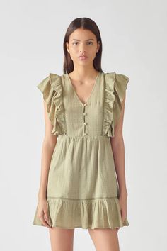 Vestido mini volantes botoncitos - PULL&BEAR Ruffled Mini Dress, Woman Dresses, Pull And Bear, Evening Gowns Elegant, High Quality Dress, Ruffle Mini Dress, Pull & Bear, Tube Dress, Formal Attire