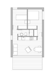 the floor plan for a studio apartment with two beds and one living room in it