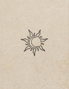 the sun and moon are drawn in black ink on a beige paper background, which is very similar to each other