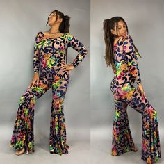 About this item Step into the comfort and glam with our stunning floral print Disco Jumpsuit!This Custom Bell Bottom Catsuit is the perfect choice for your next elegant party or festival outing. Each piece is meticulously crafted to measure, ensuring a flawless fit that's tailored just for you.Featuring luxurious crush velvet slightly see trough , this Glamorous Catsuit exudes royalty and sophistication.The bell bottom pants and long sleeves with a boat neck a captivating silhouette that's bound Disco Jumpsuit, Catsuit Costume, Bohemian Pants, Exotic Dance, Coachella Outfit, Low Neckline, Jumpsuit Party, Bell Bottom Pants, Elegant Party