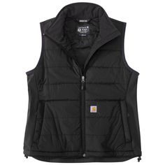 Take on cool, wet weather in this lightweight women's puffer vest from Carhartt. It's Cordura®-reinforced weave holds up to the toughest jobs, and lightweight insulation adds critical warmth. Water-repellent and windproof technology fights unsettled weather to keep you dry and comfortable. It's made to move with a relaxed fit and built-in flex where you need it most for a full range of motion. Features1.75-ounce, 100% Cordura® nylon shell; 11-ounce, 89% nylon, 11% elastane side and sleeve panels Women’s Carhartt, Womens Carhartt Vest, Carhartt Vest, Womens Puffer Vest, Carhartt Womens, Carhartt Women, Winter Vest, Outerwear Vest, Wet Weather