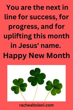 two clovers with the words you are the next line for success, for progress and for uplifting this month in jesus's name happy new month