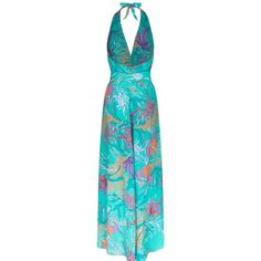 This Is Absolutely Gorgeous Maxi Dress Double Side Silts.. Perfect For Any Island.This Is S Size One Elegant Multicolor Tropical Print Dress, Blue Printed Halter Neck Dress, Chic Blue Maxi Dress With Vibrant Print, Blue Tropical Dress For Party, Chic Blue Tropical Print Dress, Tropical Blue Dress For Party, Blue Tropical Party Dress, Turquoise Halter Neck Spring Dress, Tropical Blue Halter Neck Dress