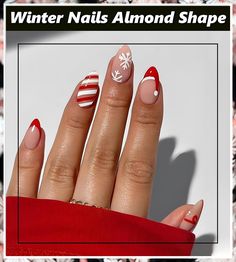 Christmas Press On Nails Short Almond Nude Fake Nails with Designs Snowflakes Xmas Hat Bow False Nails Glossy Full Cover Nail Tips Holiday Acrylic Nails Glue Stick On Nails For Women Girls DIY 24PCS Santa Hat Nails Design, Christmas Nails Almond Shape, Holiday Nails Red, Gingerbread Nails, Nails Festive, Nails Xmas, Nails Press Ons, America Nails, Santa Nails