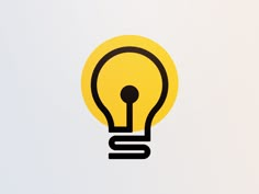 a yellow light bulb with the letter s in it's center on a white background