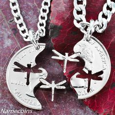 two necklaces with the same design on them