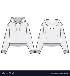 a women's sweatshirt with hoodie on the front and back side view illustration