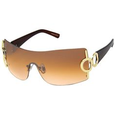 Brown Gold Circle Sunglasses Brown Shield Sunglasses With Gradient Lenses, Rimless Brown Shield Sunglasses With Mirrored Lenses, Trendy Rimless Brown Shield Sunglasses, Chic Brown Rimless Sunglasses, Circle Sunglasses, Oval Necklace, Sunglasses Brown, Trendy Handbags, Shield Sunglasses