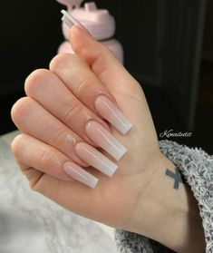 Coffin Acrylic Nails, Acrylic Nails Nude, Tapered Square Nails, Ombre Acrylic Nails, Glamour Nails, French Tip Acrylic Nails, Long Acrylic Nails Coffin, Acrylic Nails Coffin Short, Neutral Nails