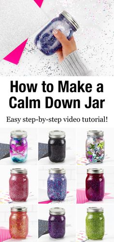 how to make a calm down jar with glitter in it and instructions on how to use it