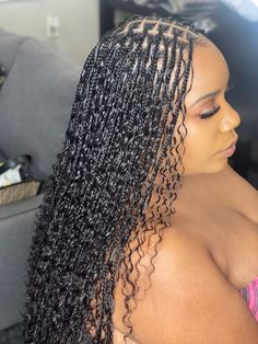 Braids With Curls In Between, Knotless Box Braids Curls, Small Boho Braids Black Women, Braids With Curls Hairstyles, Bohemian Knotless Braids, Bohemian Braid, Bohemian Knotless, Vacation Hair, Boho Knotless