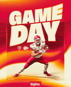 a football player with the words game day on it's back and an orange background