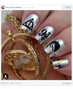 Harry Potter Nails Designs, Potter Nails, Harry Potter Nail Art, Harry Potter Nails, Citate Harry Potter, Nail Art Halloween, Harry Potter Owl, Nail Art Images, Disney Nails