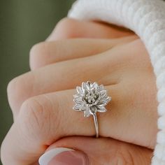 Title: Dainty Waterlily Ring Story: Dainty and delicate lotus flower ring. Material:  Solid 925 Silver, Vermeil (3 Micron 14k Gold Plating over Silver), and 14k Gold Plate over Brass Timeline:  Silver and 14k Gold Plate ship right away, Vermeil takes 2-3 weeks for me to make.  Deminsions: 1.3 mm band Special Options: Need alternative sizes or materials? Message me. I also offer this ring in solid gold.  Packaging: All items are nicely packaged and ready to gift in lovely jewelry boxes. The jewel Elegant Sterling Silver Flower Ring With Birth Flower, Water Lily Ring, Lotus Flower Ring, Lily Ring, Pretty Jewelry Necklaces, Solid Gold Chains, Nature Inspired Jewelry, Handmade Rings, Girly Jewelry